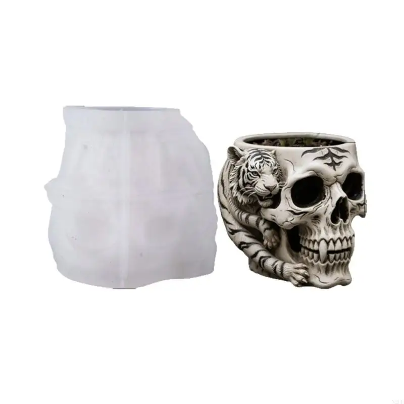

N2UE Многоразовая силиконовая форма для рукоделия в форме черепа для декоративного подсвечника для плантатора