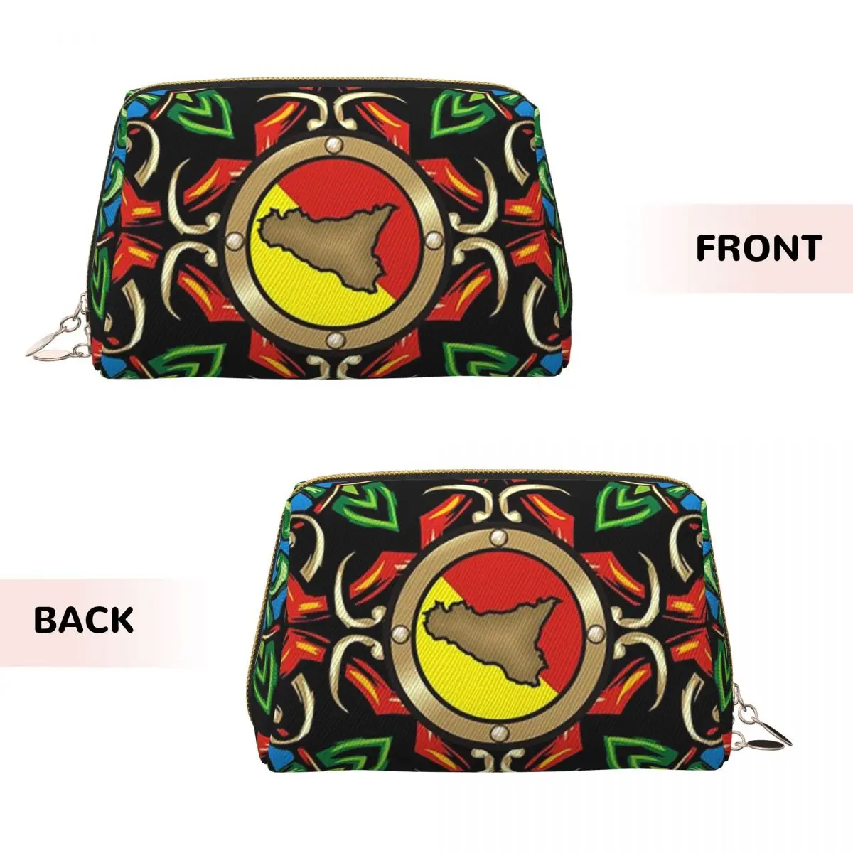 Sicily Trinacria Italy Sicilian Flag Women Cosmetic Bags Travel Makeup Organizer Pouch Toiletry Storage Dopp Kit Box