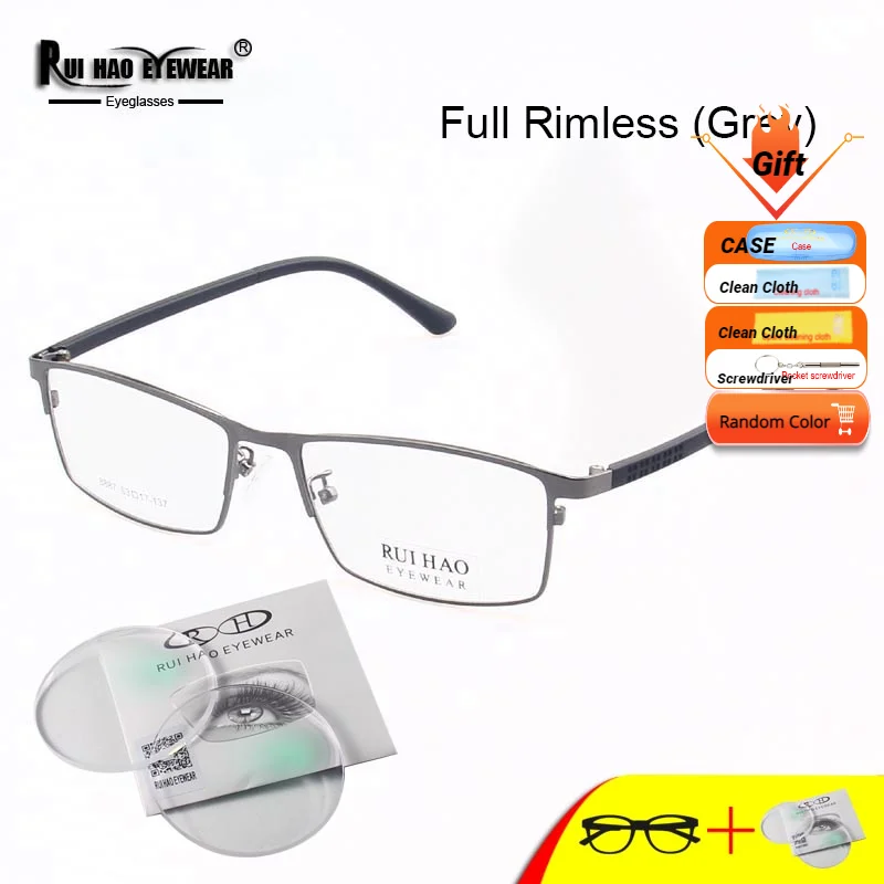 Customize Prescription Eyeglasses Rectangle Glasses Frame Men Fill Resin Lenses Myopia Reading Progressive Spectacles 8887