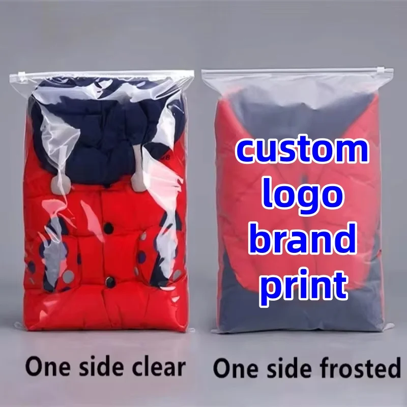 

100PCS One Side Clear One Side Frosted Clothing Zipper Bag DIY Underwear T-shirt Shoes Toys Household Travel Packaging Pouches