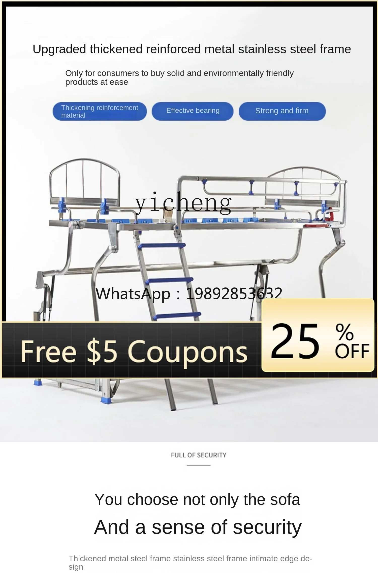 A2-9   Sofa Bed Foldable Dual-Purpose Living Room Multi-Functional up and down Bunk Bed Study and Bedroom Folding Bed