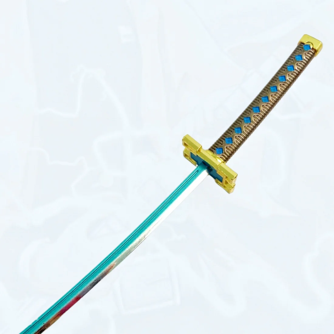 Épée Katana en métal Demon Slayer Tokito Muichiro, sabre de samouraï Original, couteau Ninja, accessoires de Cosplay, jouet, 9.4 pouces