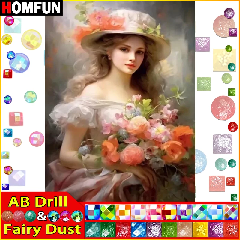 HOMFUN Fairy Dust AB Diamond Embroidery DIY Diamond Painting Kit 