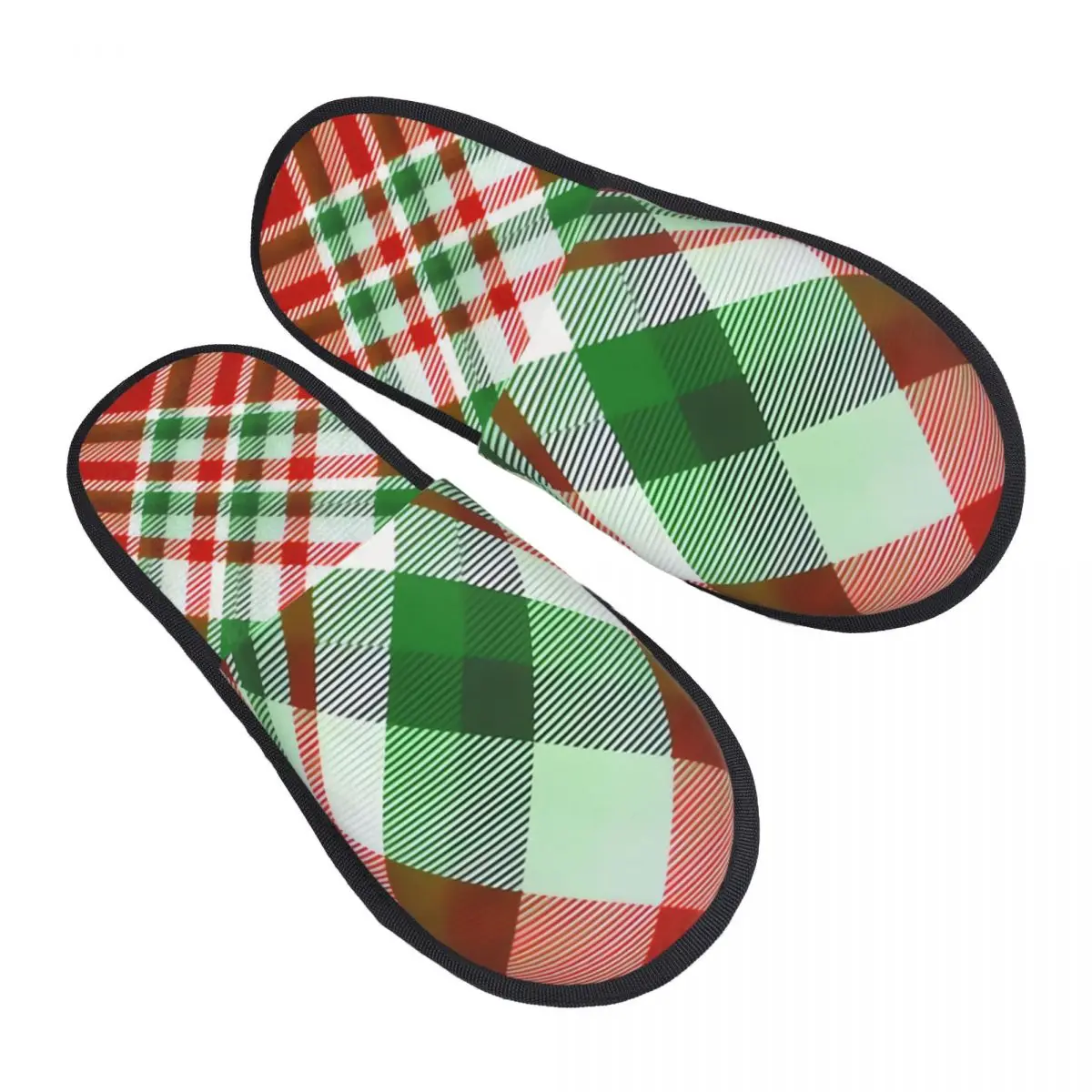 Winter Slipper Woman Man Fluffy Warm Slippers Christmas Plaid Check Pattern House Slippers Shoes