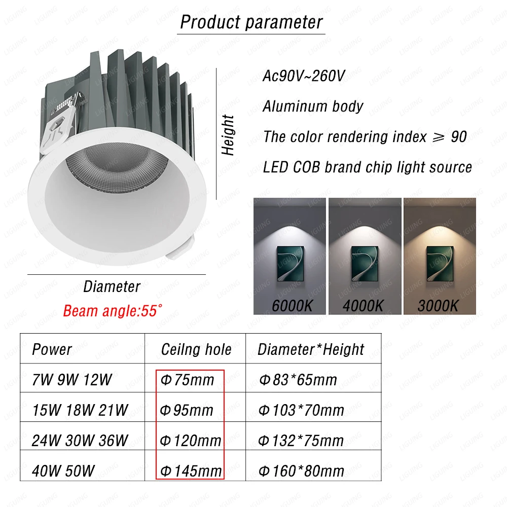 Waterproof IP65 Ceiling Lights Recessed LED Downlight Modern Kitchen Bathroom Ceiling Lamps Spotlight Home Lighting Decor