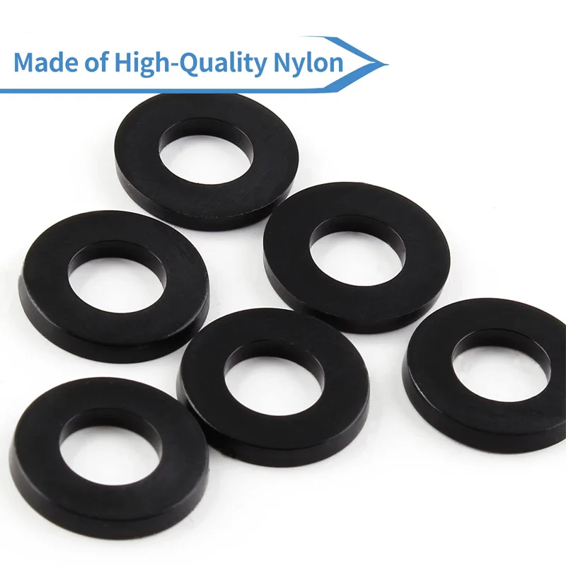 Black Nylon Flat Pad Washer M2 M2.5 M3 M4 M5 M6 M8 M10 M12 M14 M16 M18 M20 Plane Spacer Insulation Gasket Ring
