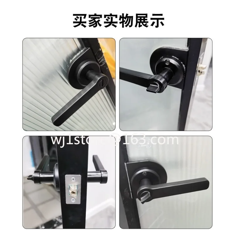 Aluminum alloy extremely narrow door lock, bathroom  universal door handle, toilet toilet Changhong glass lock