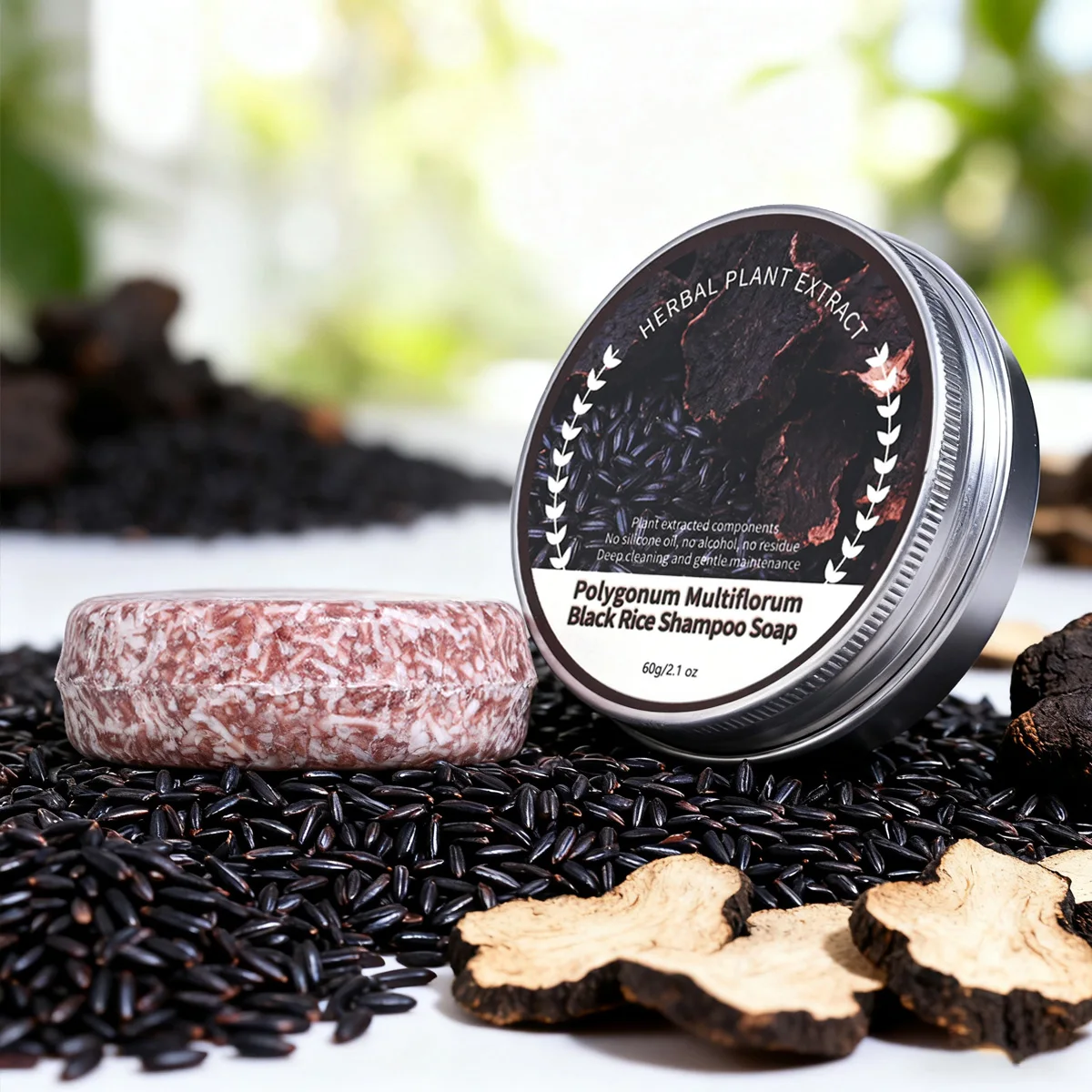 

Natural Plant Polygonum Multiflorum Organic Shampoo and Hair Care Soap Rice Water Soap Solid Shampoo Bar