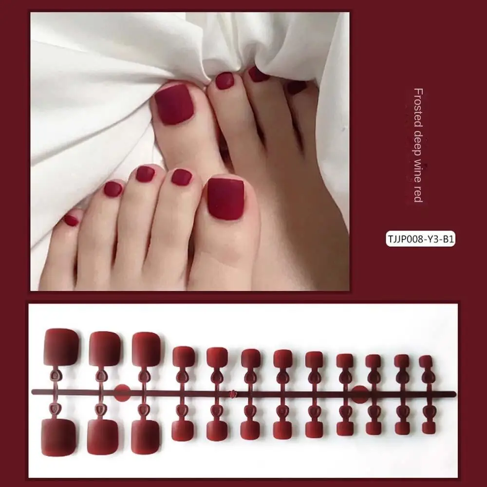 Nails Manicure DIY Nail Art Tip Frosted Fake Toe Nails Solid Color Nails Patch Full Cover False Nails Matte False Toenails