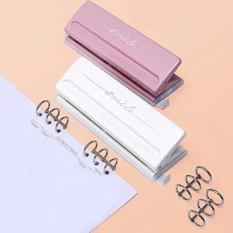 Mesin Pelubang Kertas 6 Lubang dengan Jarak yang Dapat Disesuaikan, Manual, untuk Buku Besar, Multi Ukuran, Alat Tulis Kantor, Buku Tangan, Sertifikat, PVC
