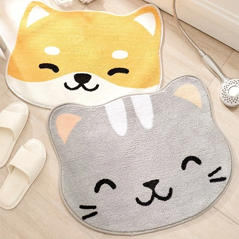 VIKAMA Cute Cartoon Floor Mats Kitten Puppy Doormat Soft Bathroom Mat Rug For Bedroom Living Room Carpet Welcome Mat  Home Decor