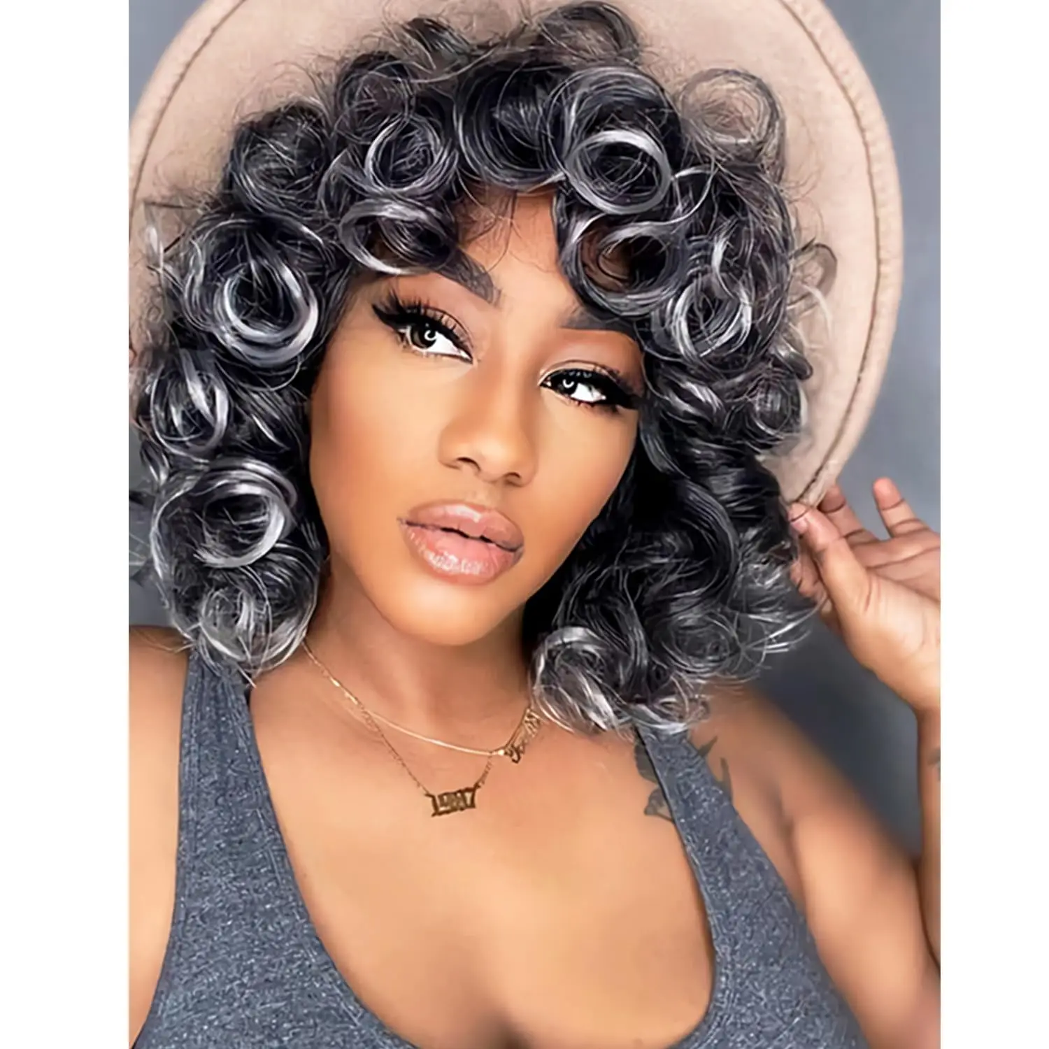 

Synthetic Short Curly Wigs for Black Women Loose Curly Wigs with Bangs Ginger Wigs for Black Women