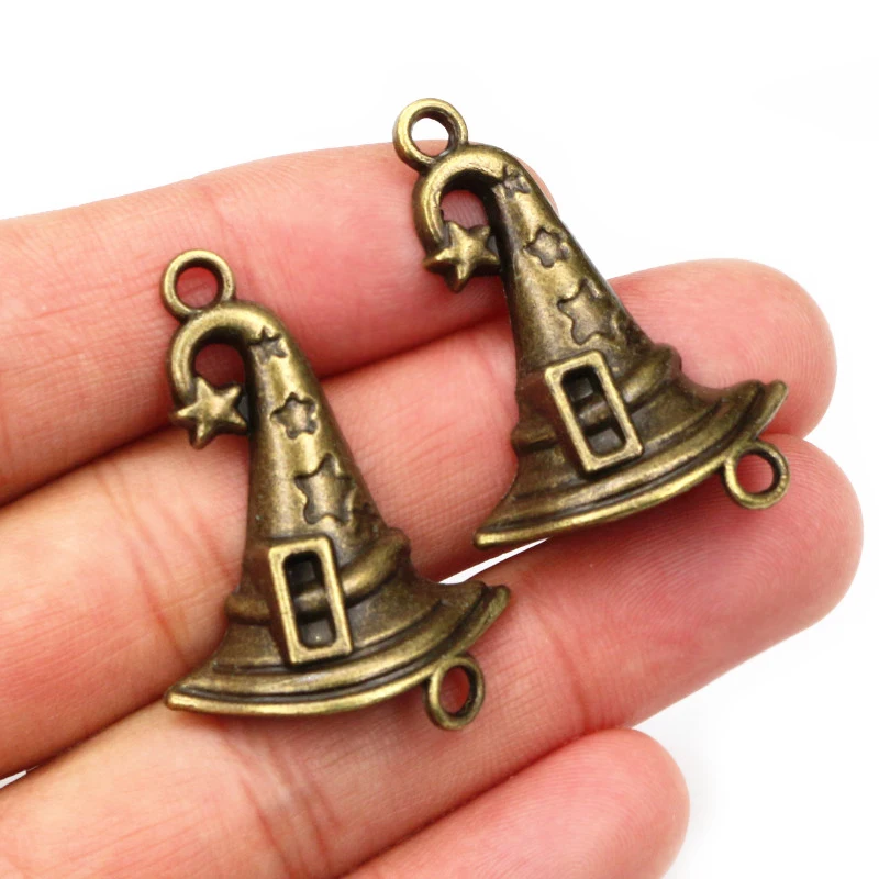 36x28mm 5pcs Antique Bronze Silver Plated Magic Hat Handmade Charms Pendant:DIY for bracelet necklace
