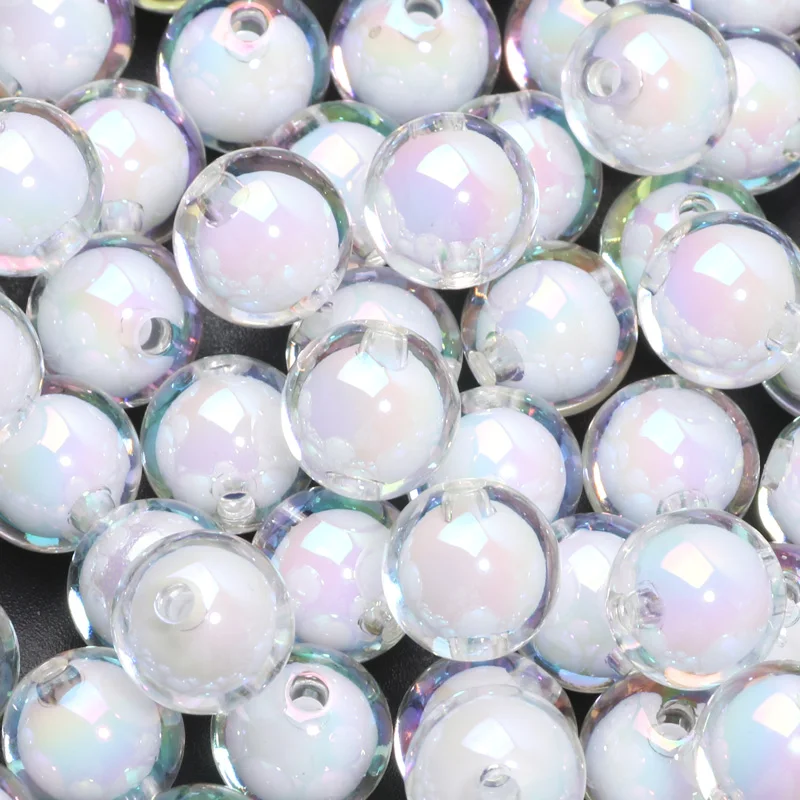 10pcs 12mm White Double-Deck Round Acrylic Smooth Spacer Beads for Jewelry Making DIY Handmade Necklace Bracelet Accessories