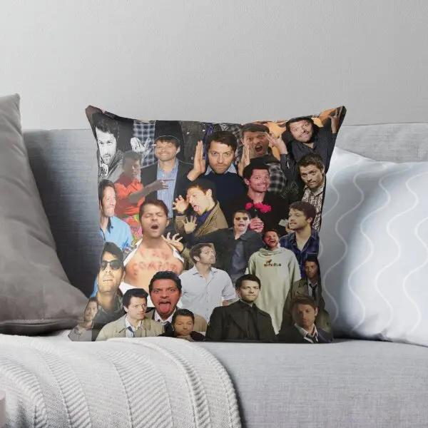 Misha Collins Collage  Printing Throw Pillow Cover Sofa Decor Bed Wedding Home Hotel Fashion Square Pillows not include One Side