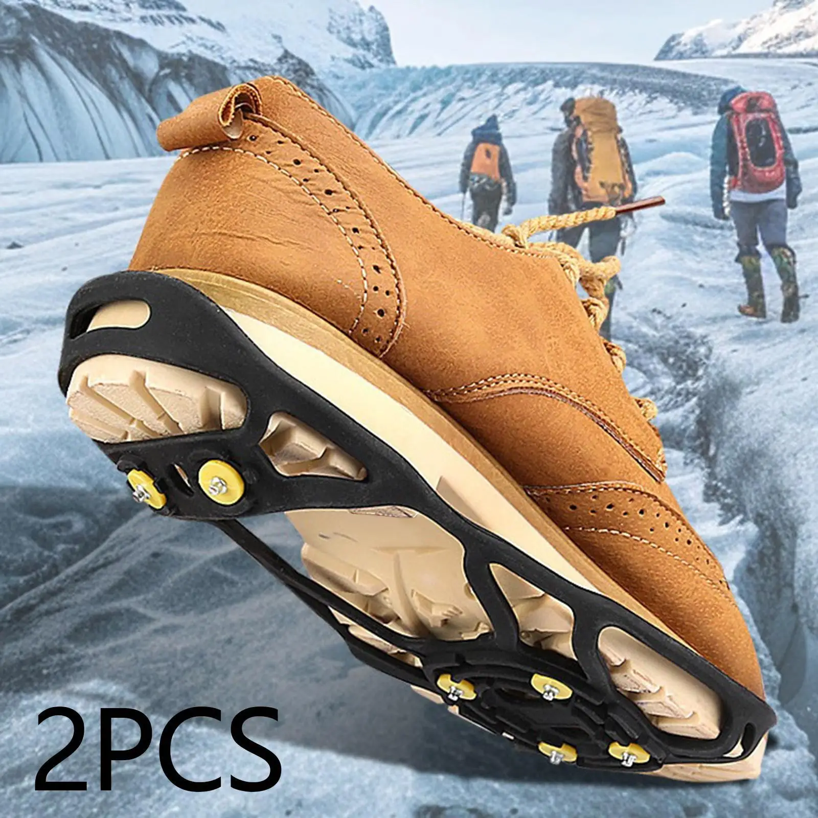 Ice Snow Traction Cleats Shoe Spikes Grips Anti Slip Universal Ice Grippers 6 Spikes Crampons for Snow Boots Hiking Climbing