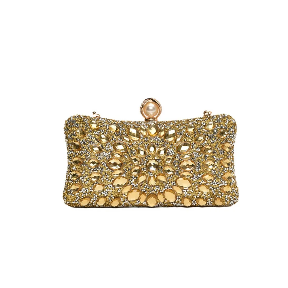 

Portable Shiny Evening Banquet Bag Crystal Glitter Colorful Rhinestone Shoulder Bag Purse Handbag Chain Crossbody Bag Party