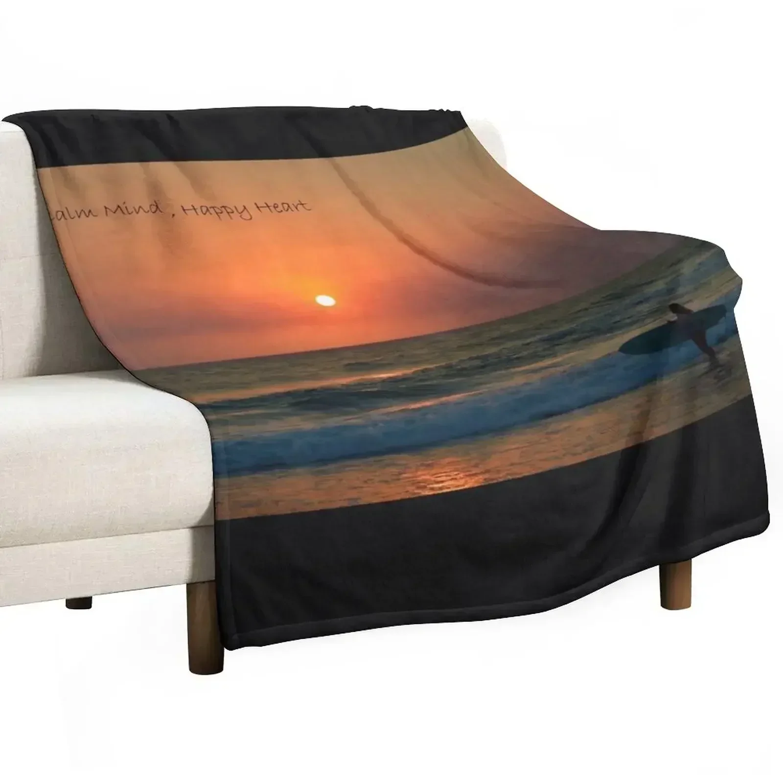 Surf Girl- Calm Mind Happy Heart - Gold Coast Australia Throw Blanket Weighted Large Tourist Blankets For Bed Blankets