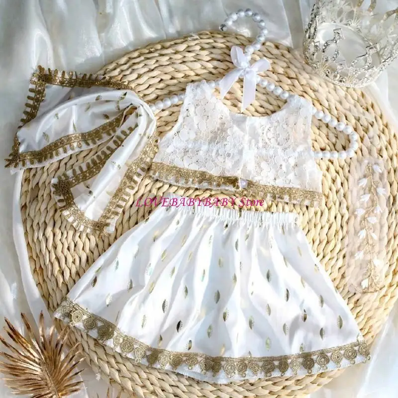 4pcs Bayi Baru Lah Bayi Lovely Foto Props Set Gaun Fotografi Termasuk Rok Tops 4xBC