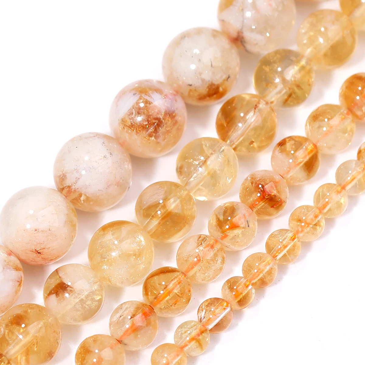 AAAAA سيترين الخرز كريستال الحجر الطبيعي 4/6/8/10 مللي متر الكوارتز الطاقة شفاء الخرز للمجوهرات قلادة سوار DIY بها بنفسك اكسسوارات