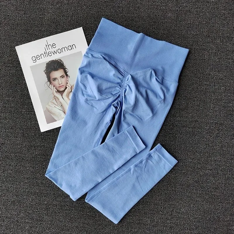 Pfirsich-Po-Fitness-Leggings mit hoher Taille, schnelltrocknend, nahtlos, für Po-Lifting, eng anliegende Sport-Yoga-Neun-Punkt-Hose – Detail 3