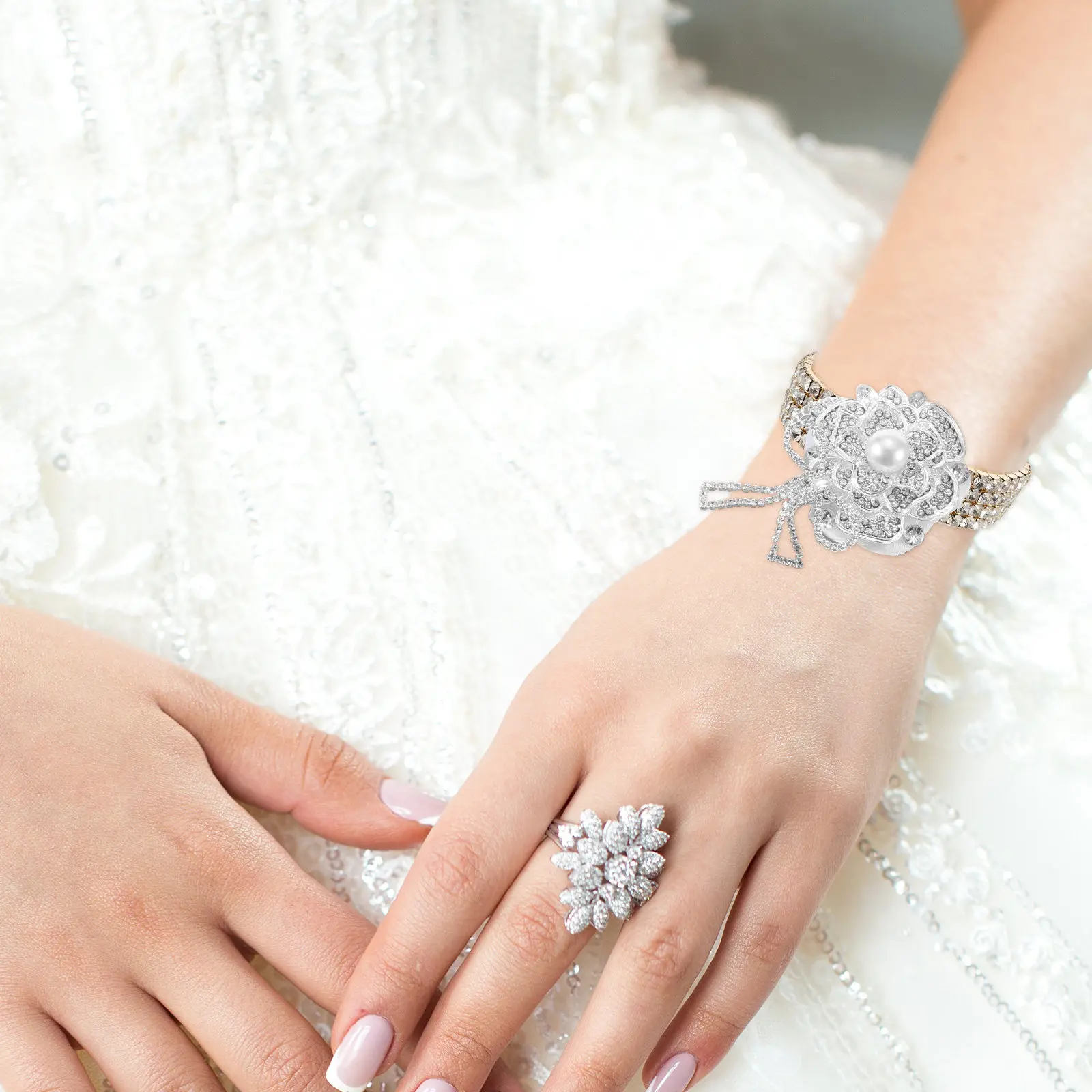 

2Pcs Rhinestone Corsage Wristlet Band DIY Elastic Stretch Wrist Corsage Bracelet for Wedding Prom Bridal Shower Party
