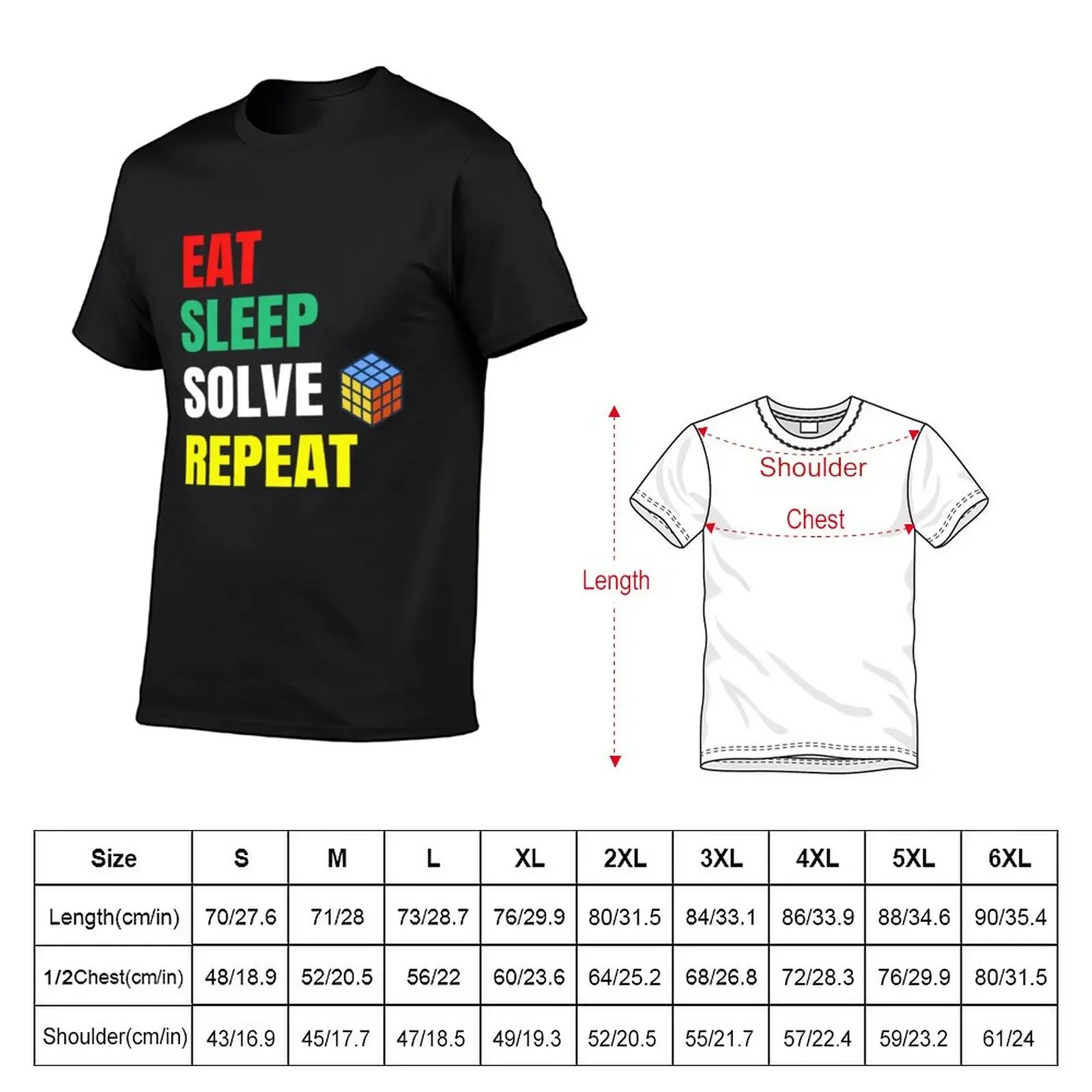 New Eat Sleep Solve Repeat Speed Cubing Puzzle Cube T-Shirt cute tops vintage graphic tee mens t shirts casual stylish