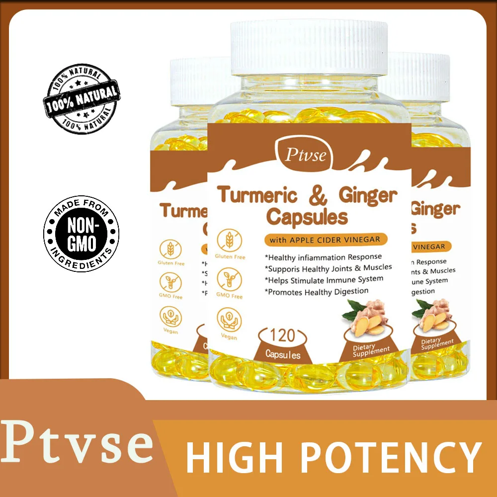 

Turmeric Curcumin Ginger Capsules Promote Healthy Digestion of Intestines Anti-Inflammation and Joint Pain Relief