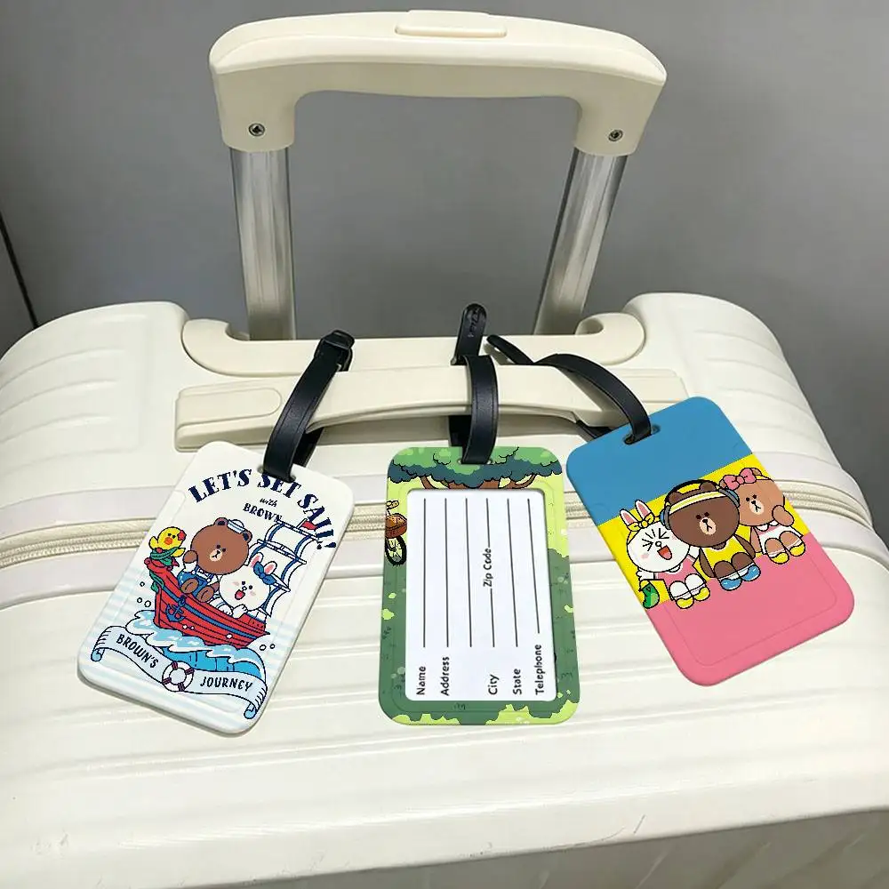 L-LINE ANIMATION FRIENDS Universal PVC Luggage Tag Anti lost With Information Card Suitcase Backpack Identification Label
