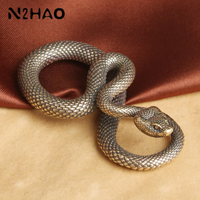 Vintage Copper Snake Ornament Decorations Tea Pet Antique Animal Boa Figurines Miniatures Home Decor Accessories for Living Room