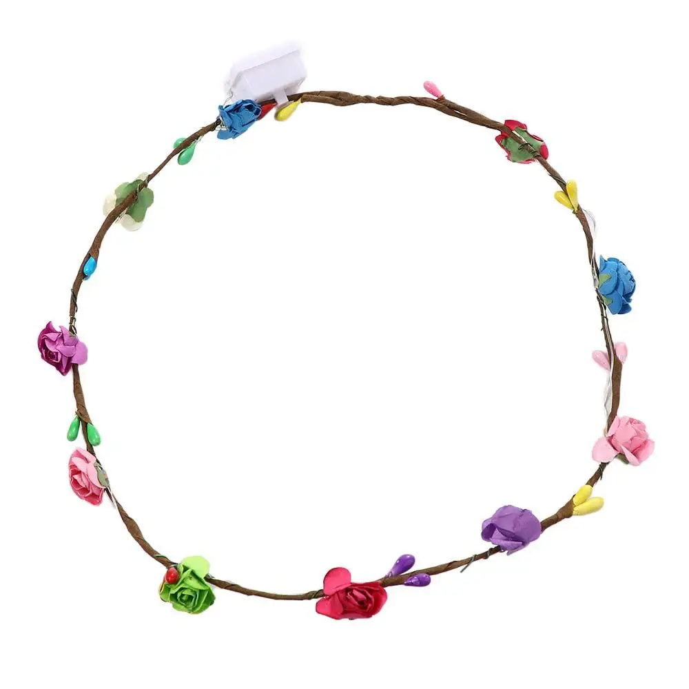 Trara لوصيفة العروس هيرباند عطلة للعروس مصباح ليد مضيئة متوهجة إكليل إكليل عقال زهرة التيجان عقال الشاطئ عقال