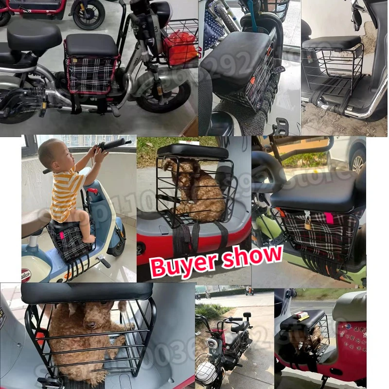 Electric Vehicle Front Child Seat Multifunctional Motorcycle Child Seat Front Storage Basket