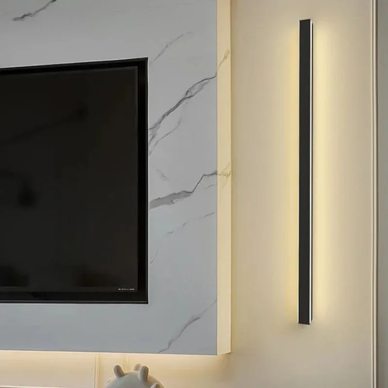 Minimalist long strip wall lamp LED lamp modern and simple single-word background line bedroom lamp bedside wall decoration wall