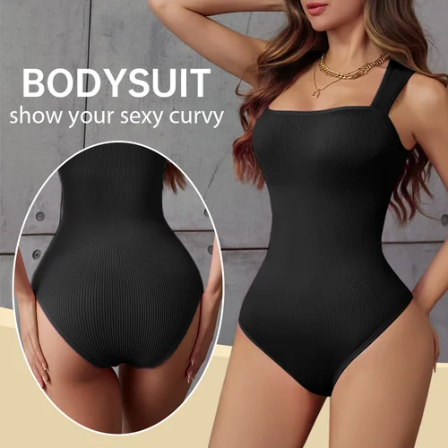 POKARLA Body acanalado para el abdomen, mono moldeador diario, Control de luz, compresión, Control de barriga, ropa moldeadora con entrepierna abierta, trajes con entrepierna abierta