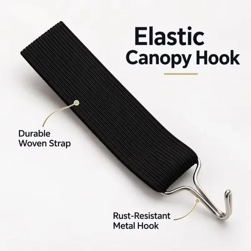 Multipurpose High Tension Elastic Hook Straps with Metal Hook Fastening Band for Canopy Secure Cover Fixing Tie Down Accessory