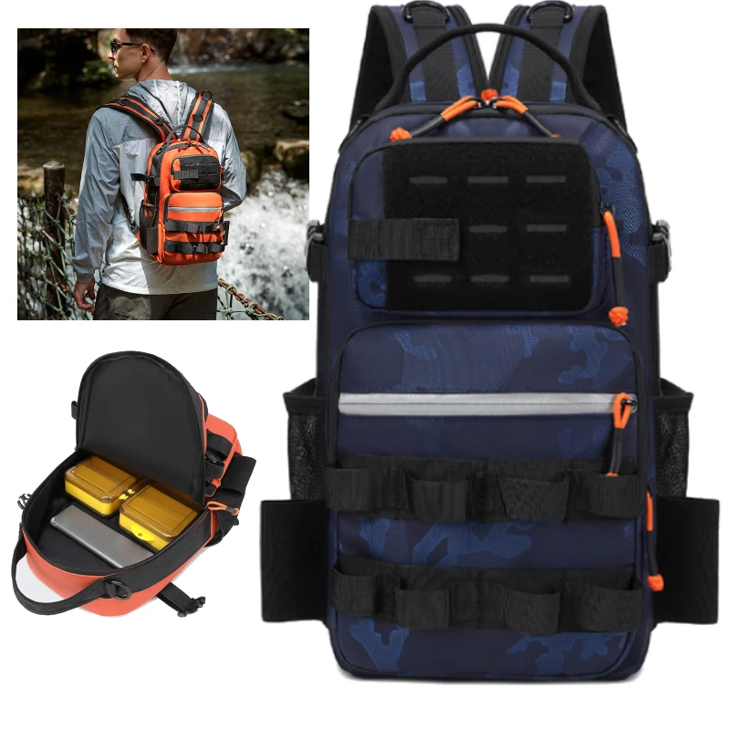 

Tactical Fishing Large Storage Bag with Rod Holder Sports Outdoor Travel Hiking Climbing Camping Hunting Backpack Molle Pack Bag