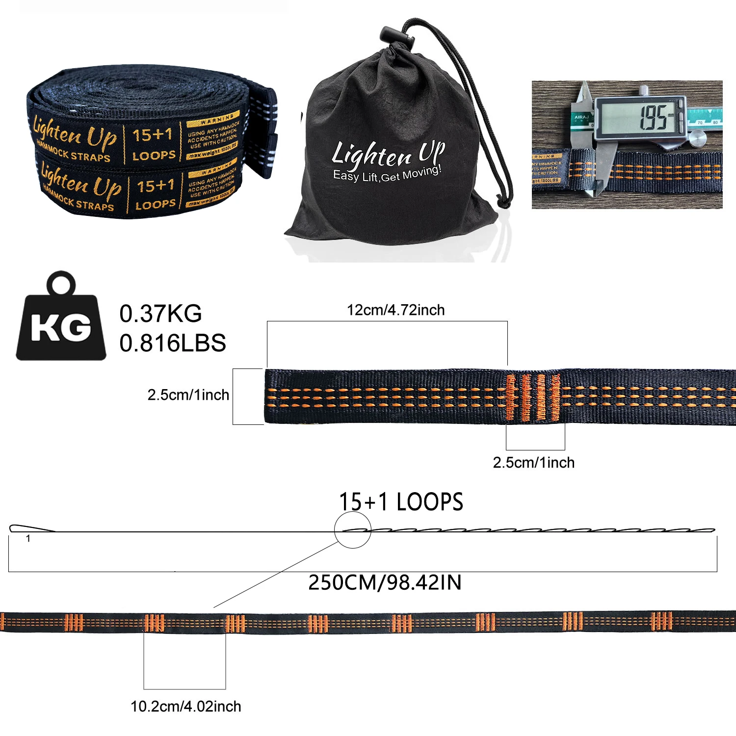 2pcs Hammock Straps Special Reinforced Polyester Straps 15 Ring High Load-Bearing Barbed Hammock Straps For Outdoor Camping