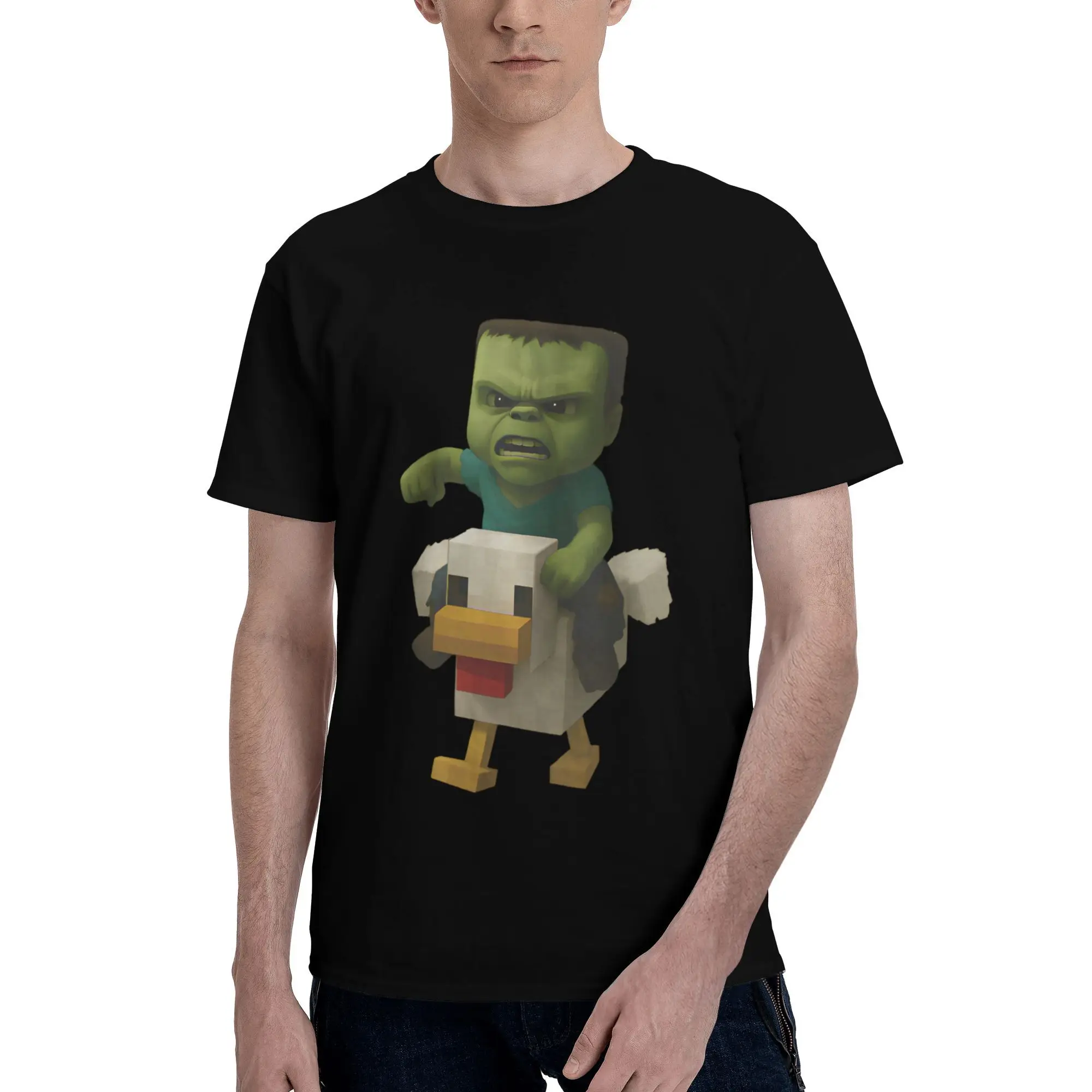 Camisetas de pollo Jockey para hombres y mujeres, camiseta novedosa de algodón con cuello redondo, camisetas de juego de zombis, ropa de manga corta, Idea de regalo