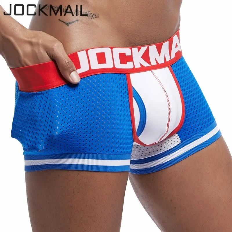 JOCKMAIL Brand Men Underwear Boxers New Mesh Boxer shorts Men Pants Trunks Underpants Cueca Bottom Cotton Male Panties Hot