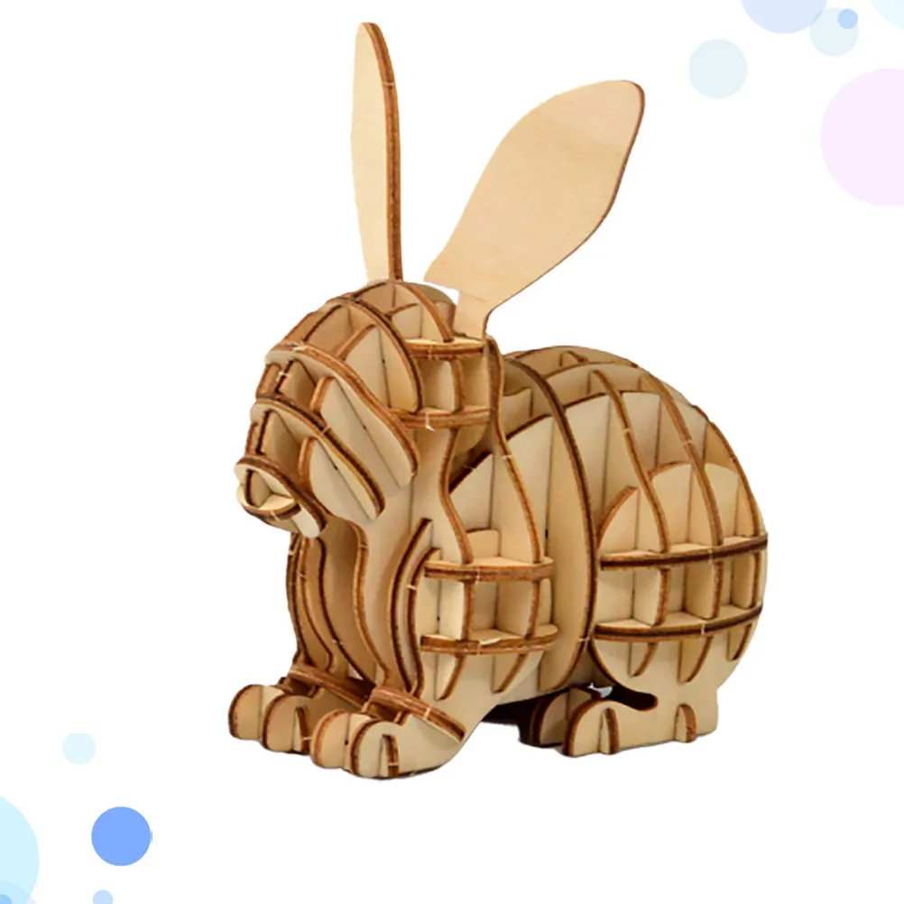 

Wooden Rabbit 3D Puzzle Educational Activity for Kids Develop Hand Eye Coordination and Creativity 3D Kids Puzzles