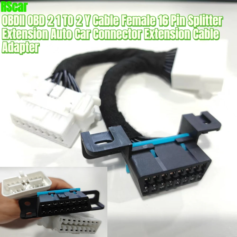 NEW DIY OBD 2 YSplitter OBDII OBD 2 1 TO 2 Y Cable Female 16 Pin Splitter Extension Auto Car Connector Extension Cable Adapter