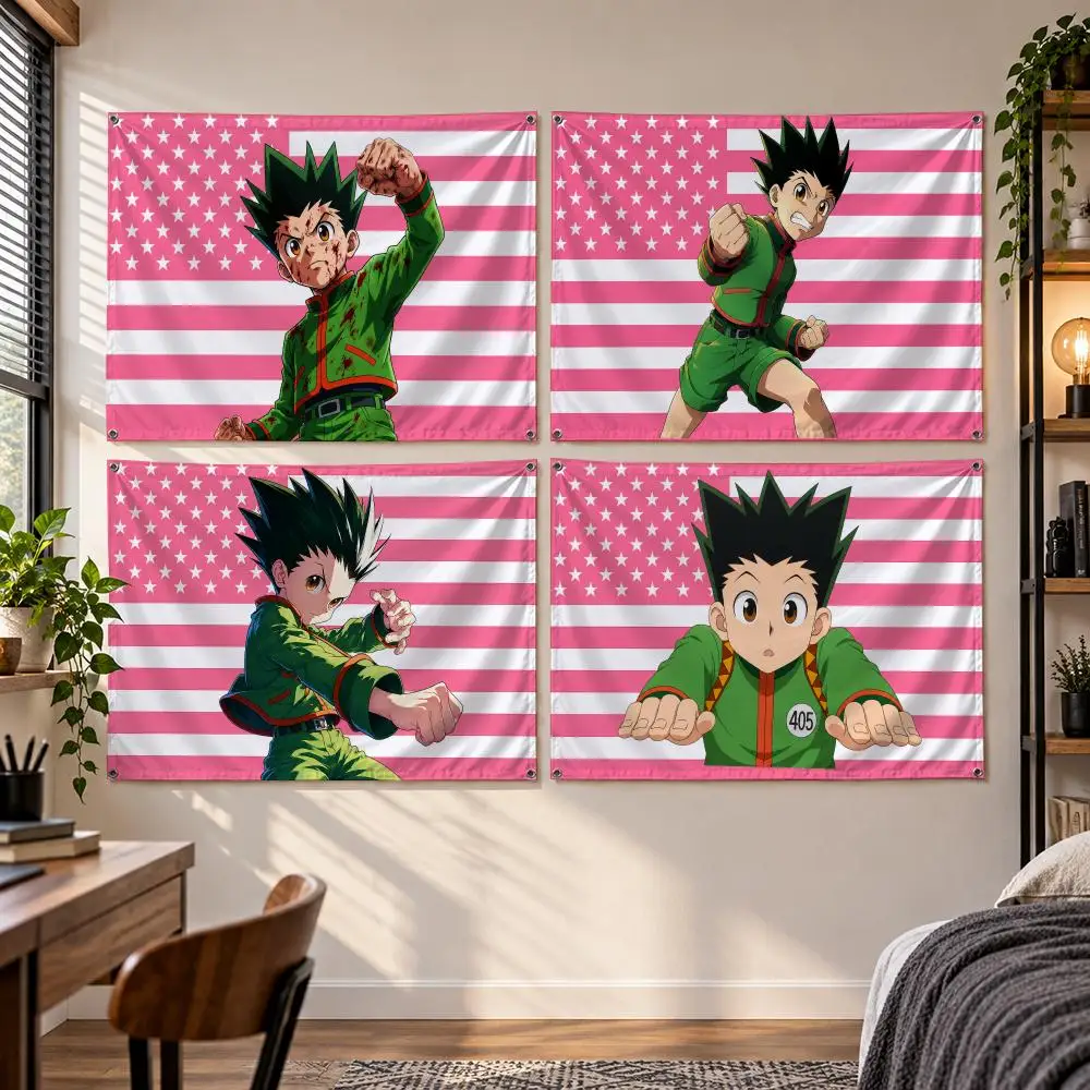 Anime Hunter X Hunter Fantasy Action G-Gon Freecss Flags Banner Decor for Bedroom,Garden,Party,Club,Gaming Room,Indoor Outdoor