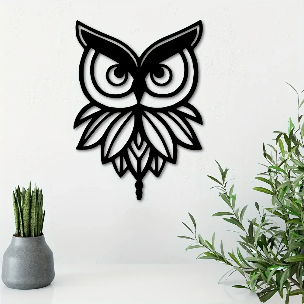 Búho de lujo para decoración del hogar, arte colgante de pared de Metal moderno para fiestas de cumpleaños, artesanías de hierro, decoración de habitación y hogar al aire libre, 1 unidad