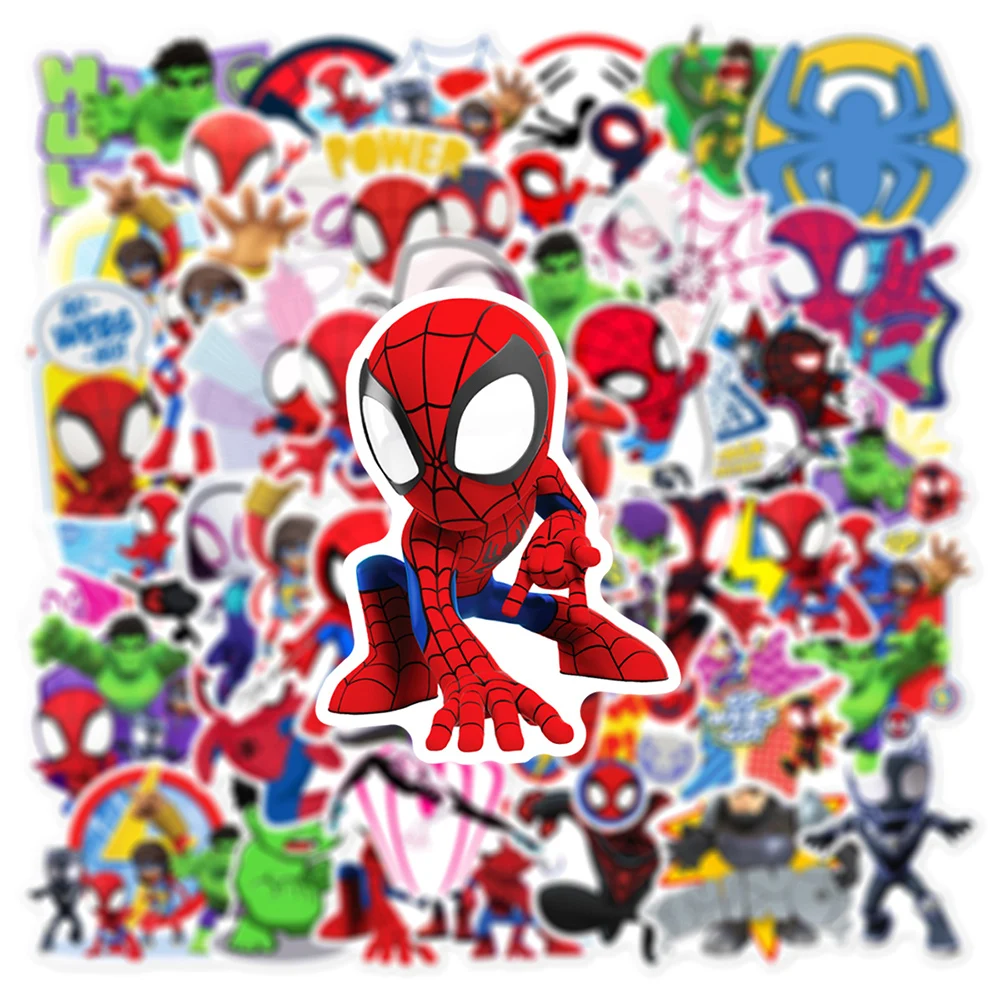 Autocollants Disney Spider Man, objets amis, décalcomanies graffiti, ordinateur portable, bagages, planche à roulettes, cadeaux amusants pour enfants, bricolage, 10 pièces, 30 pièces, 50 pièces