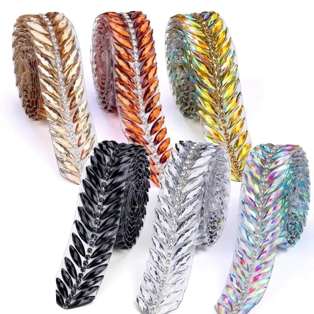 1 Yard Strassband zum Aufkleben, Hotfix-Strassbesatz, DIY-Reparatur, Harz-Strassband, Dekorationsbesatz, Perlenbesatz