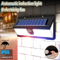 190LED Solar Wall Lamp Outdoor Waterproof Human Sensing Street Lighting Free Wiring LED 4 Modes Creative Courtyard Lamp