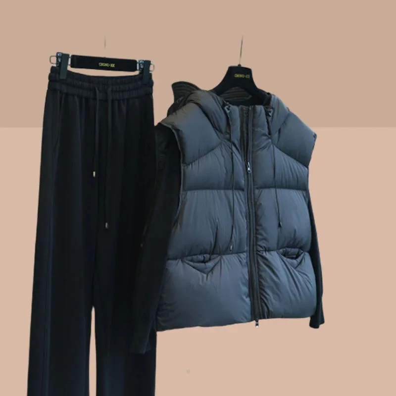 เสื้อกั๊กผ้าฝ้ายหนานุ่มสำหรับฤดูใบไม้ร่วงและฤดูหนาว ผู้หญิง 2026 แฟชั่นใหม่ สไตล์หลวมสบาย แบบมีฮู้ด สีพื้น เสื้อคลุมตัวนอกสำหรับผู้หญิง