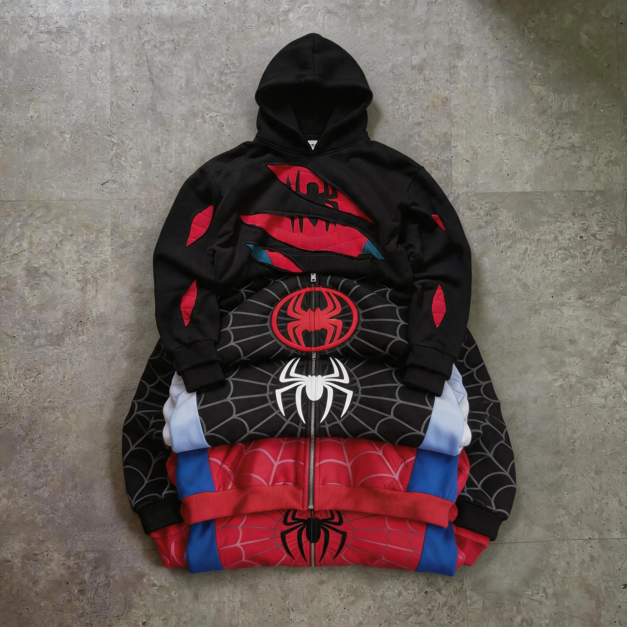 

American Vintage Spider Patchwork Jackets Fashion Oversized Loose Full Zipper Hoodie Men Jacket Gothic Street Y2k Sweatshirt
