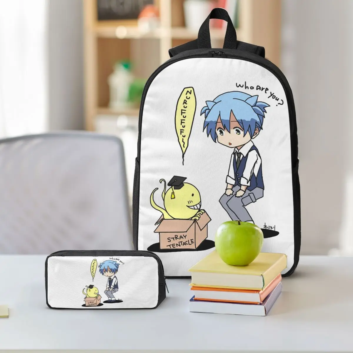 Assassination Classroom Octopus Koro Sensei Backpack BookBag School Bag Shoulder Bags 3ps Insulated Lunch Bag Pencil Case