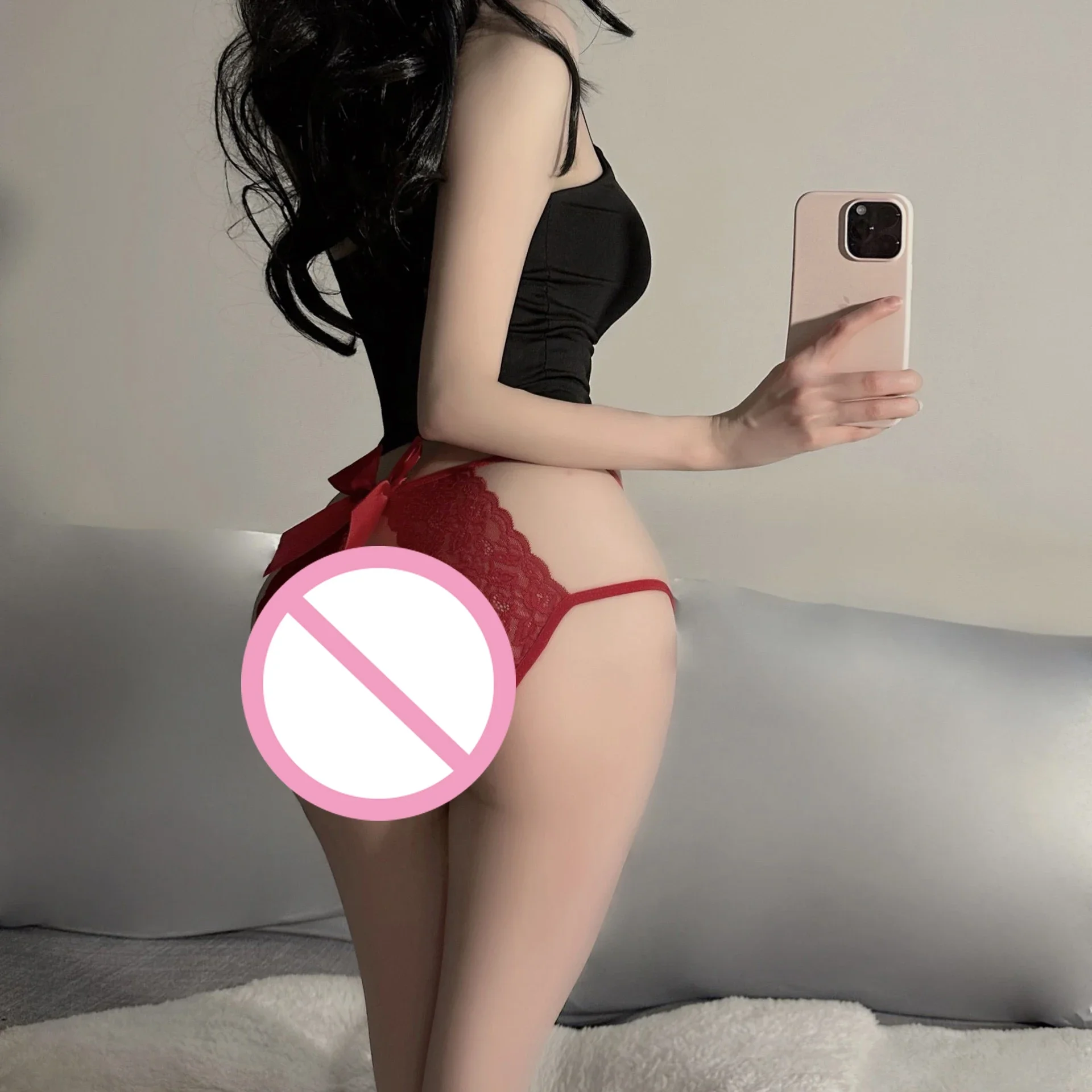 1Pcs Women Plus Size Sexy Panties Elastic Lace G-String Transparent Crotchless Lingerie Erotic Open Crotch Thongs